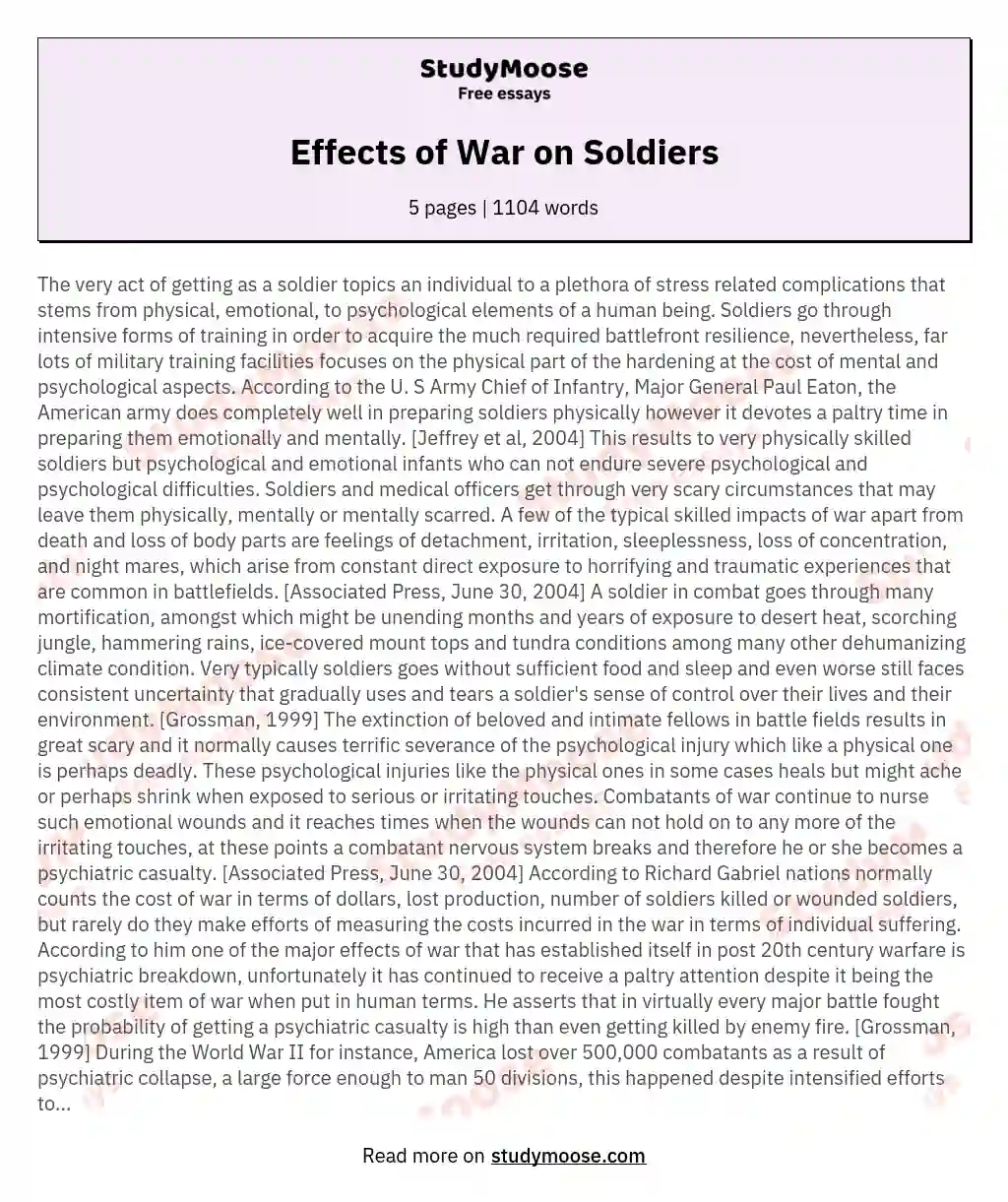 Effects of War on Soldiers