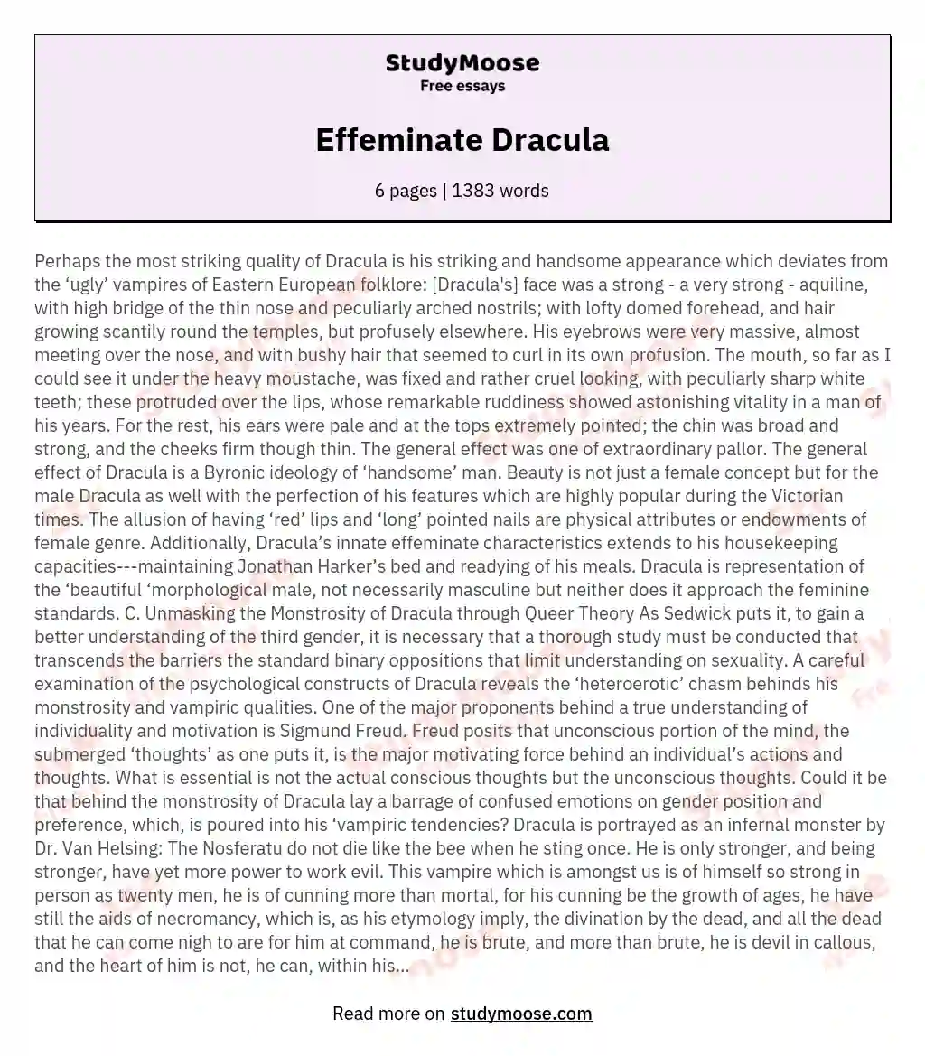 Effeminate Dracula essay
