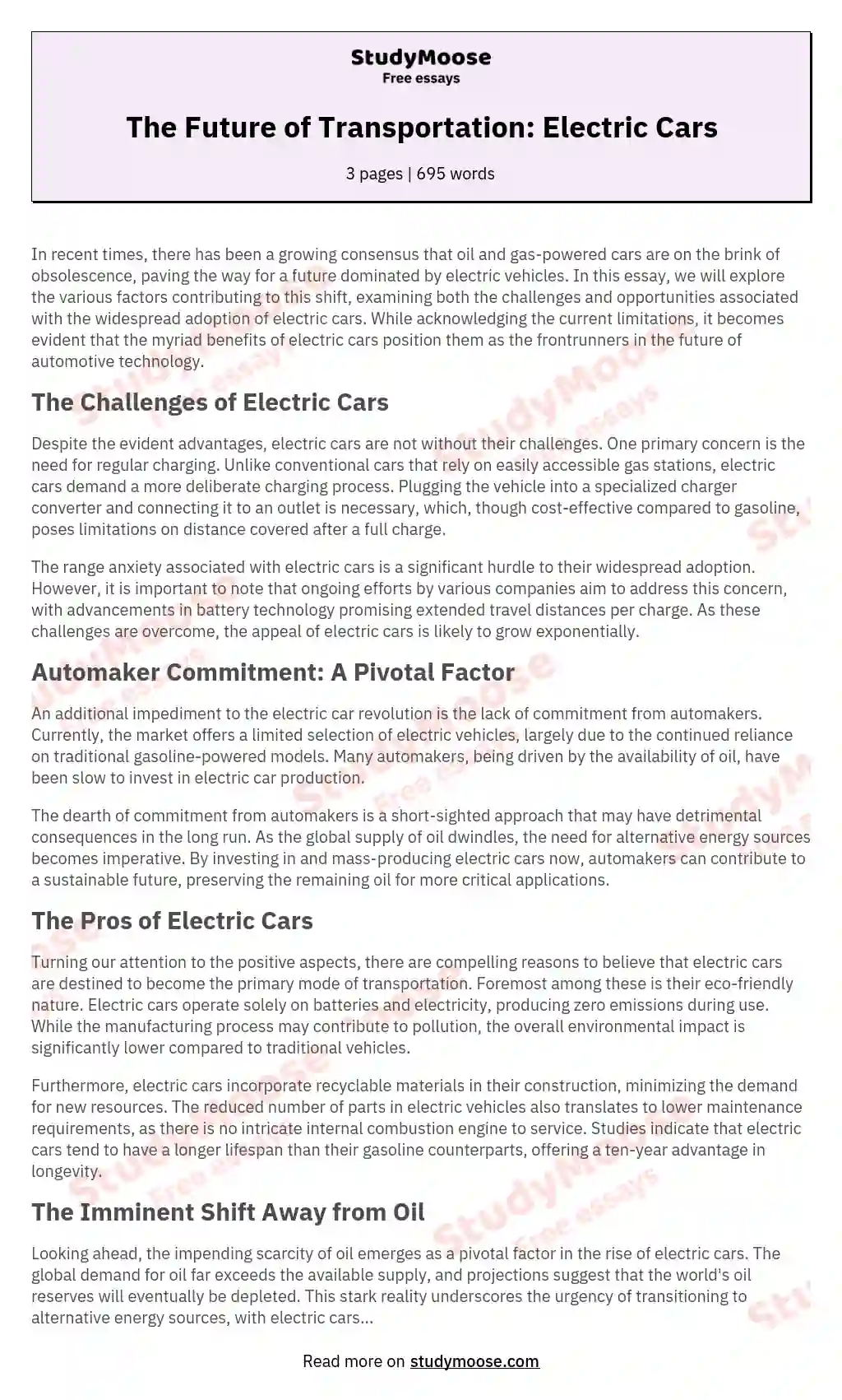 Electric Cars Will Be the Future