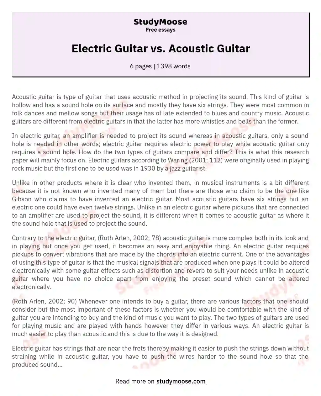 Electric Guitar vs. Acoustic Guitar