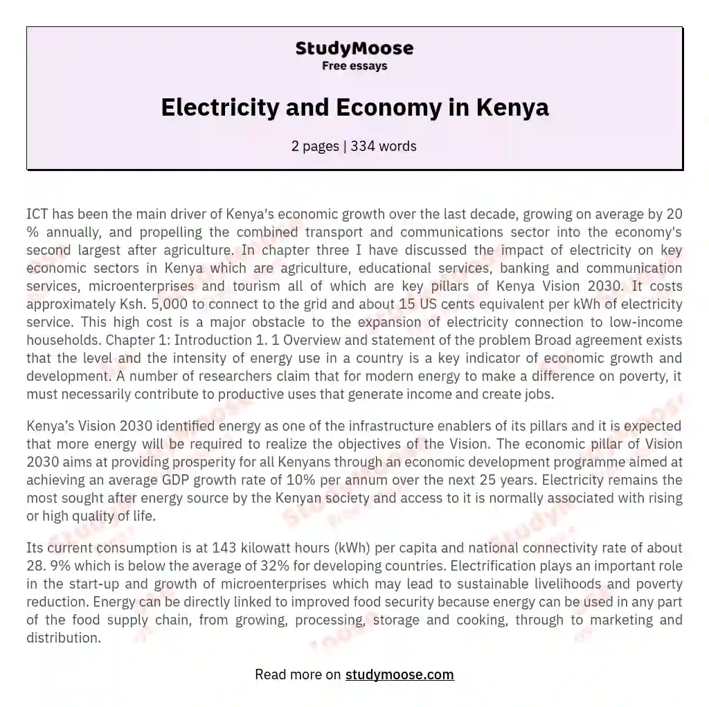 Electricity and Economy in Kenya essay