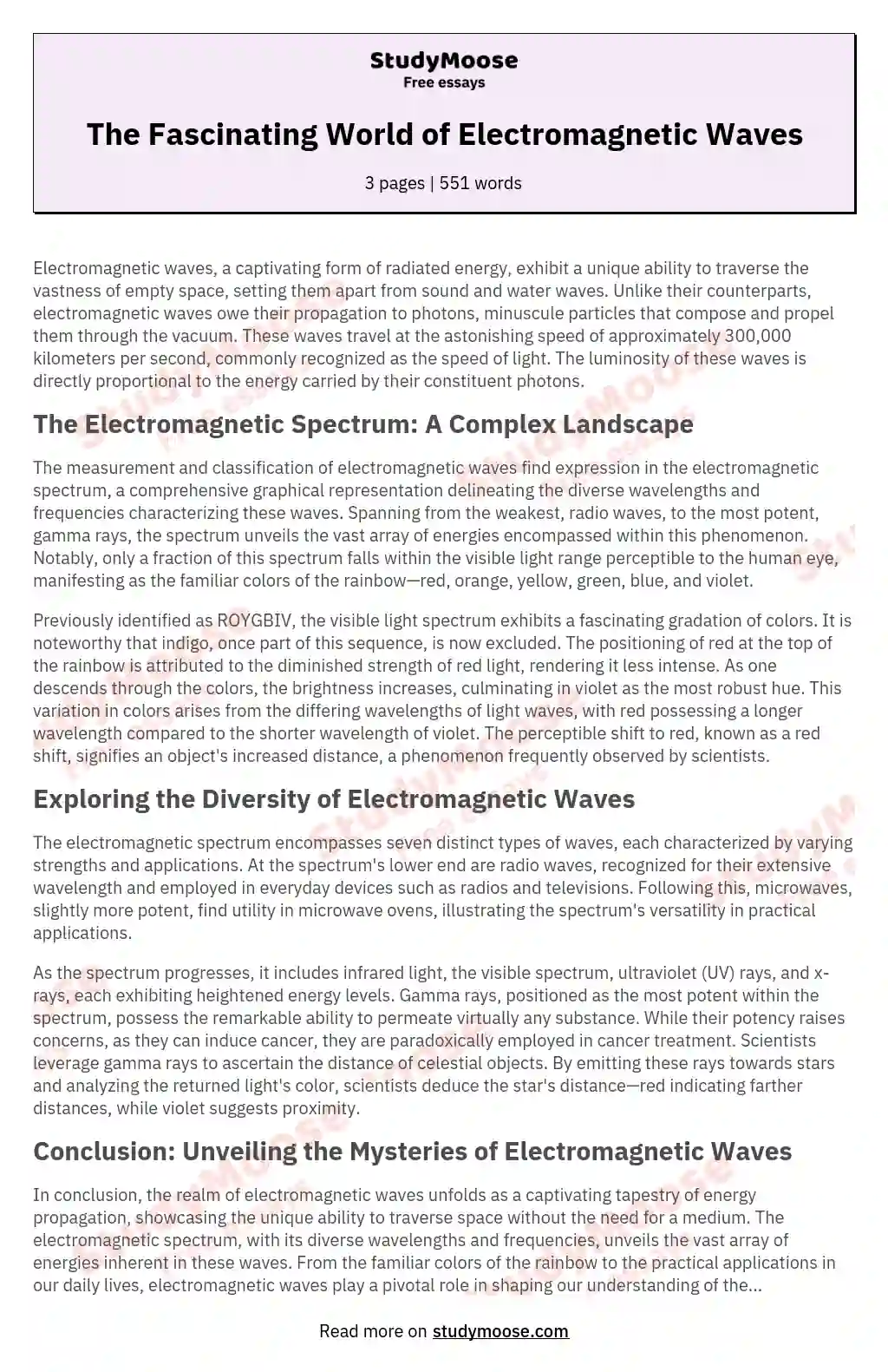 The Fascinating World of Electromagnetic Waves essay