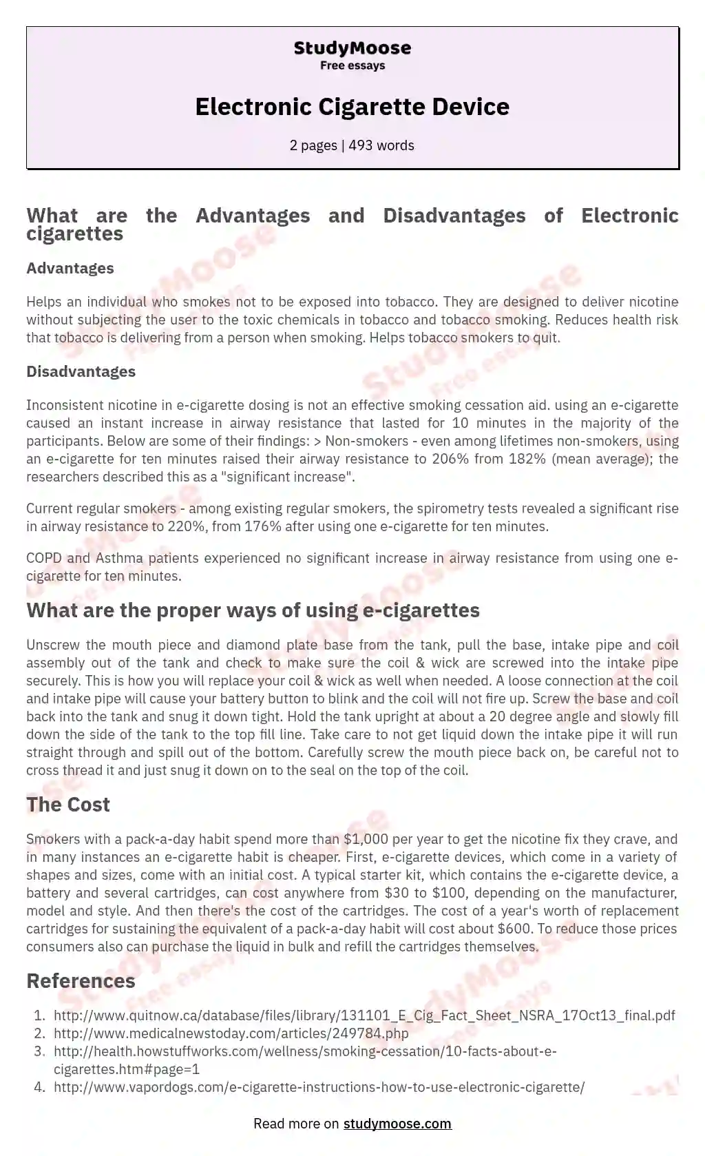 Electronic Cigarette Device essay