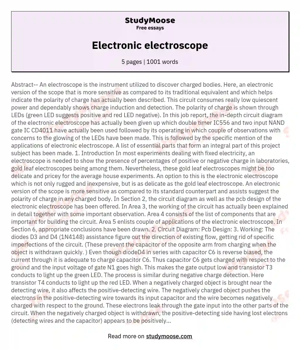 Electronic electroscope essay