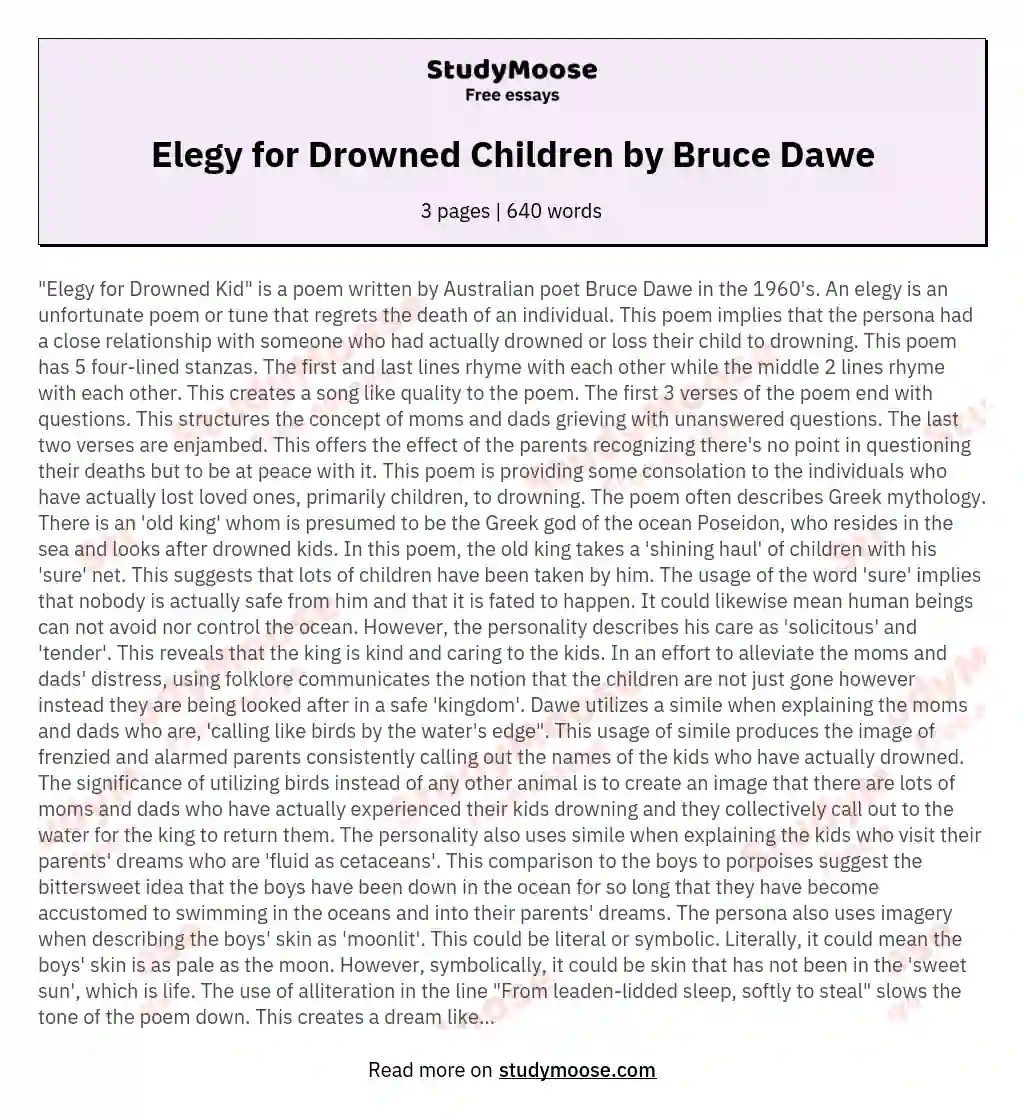 Elegy for Drowned Children by Bruce Dawe
