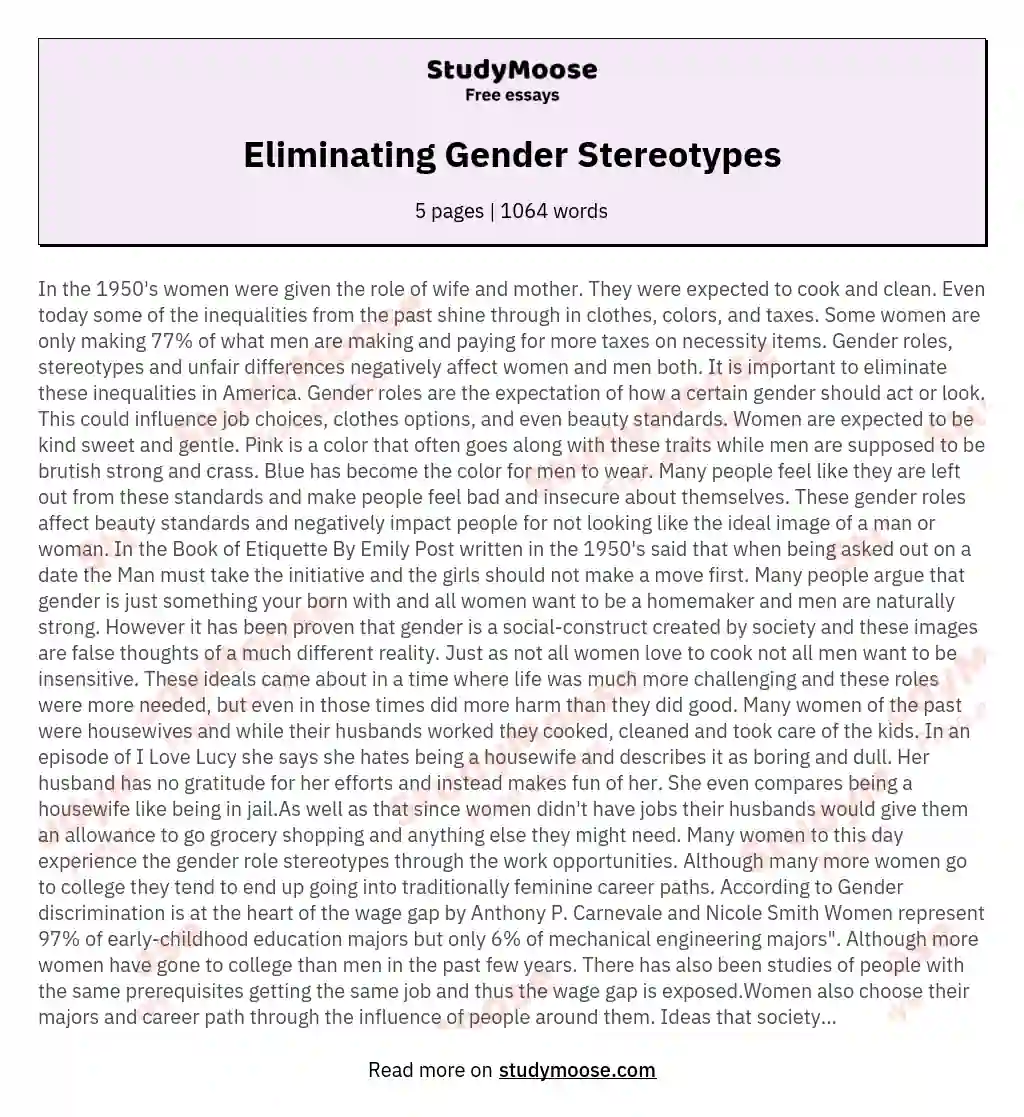 Eliminating Gender Stereotypes