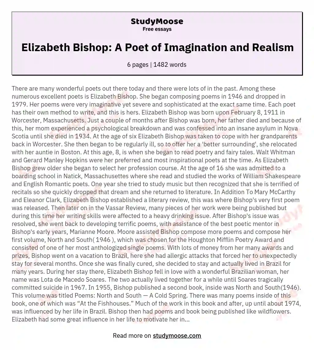 elizabeth bishop poem analysis