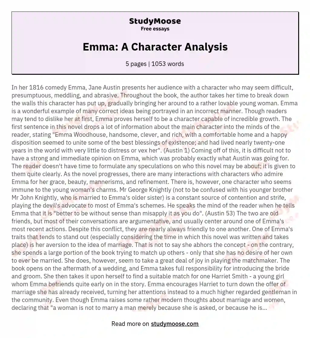 Emma: A Character Analysis