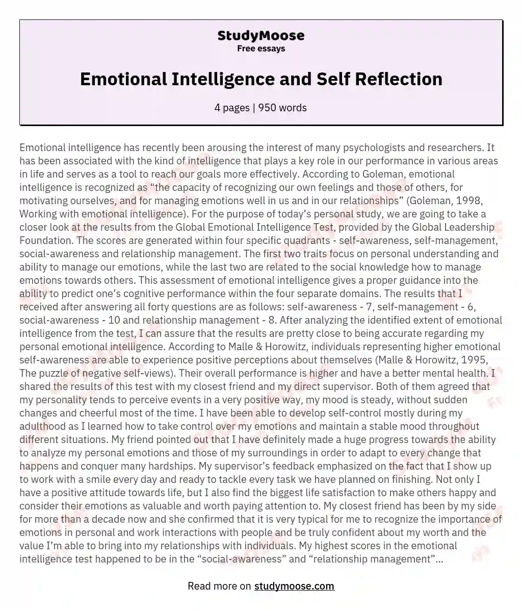 emotional intelligence speech essay