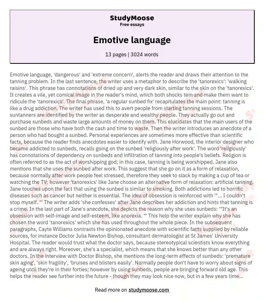 Emotive language essay