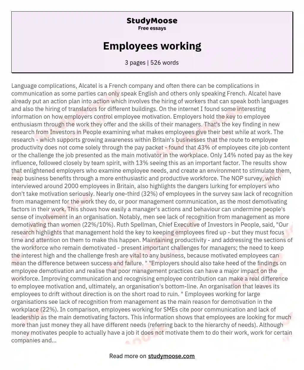 Employees working essay