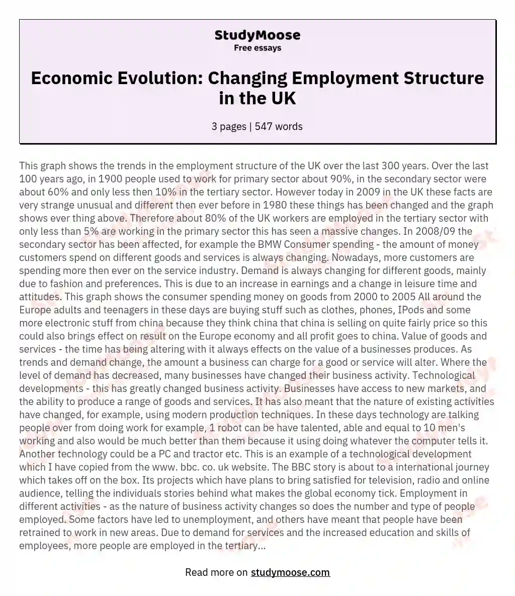 Economic Evolution: Changing Employment Structure in the UK essay