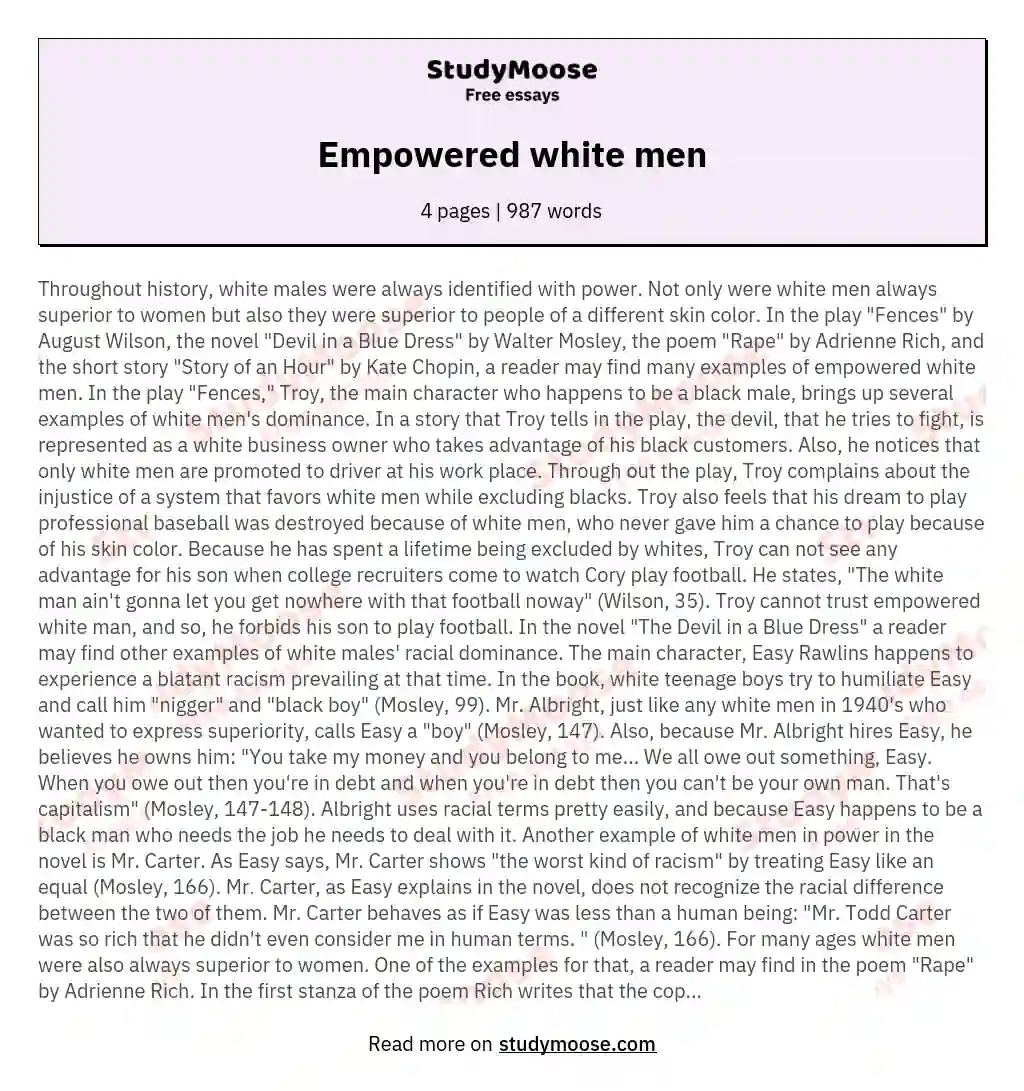 Empowered white men essay