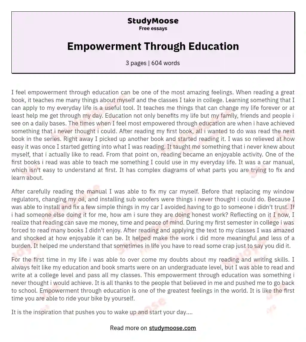 Empowerment Through Education essay