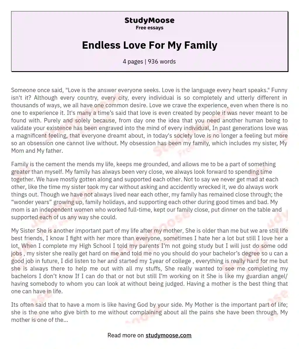 my family essay for kids in english