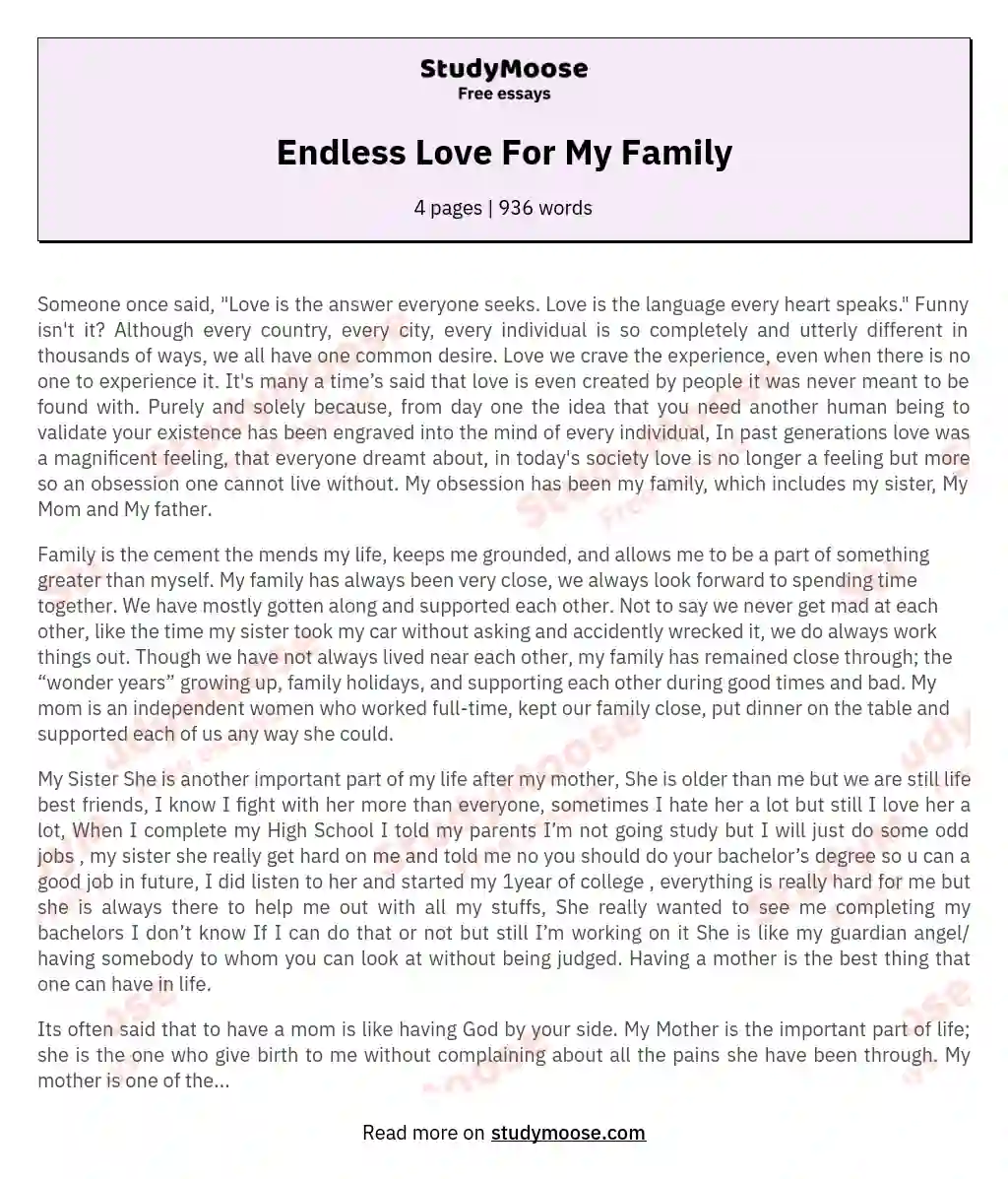 love of the family essay