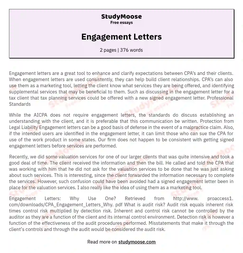 Engagement Letters essay