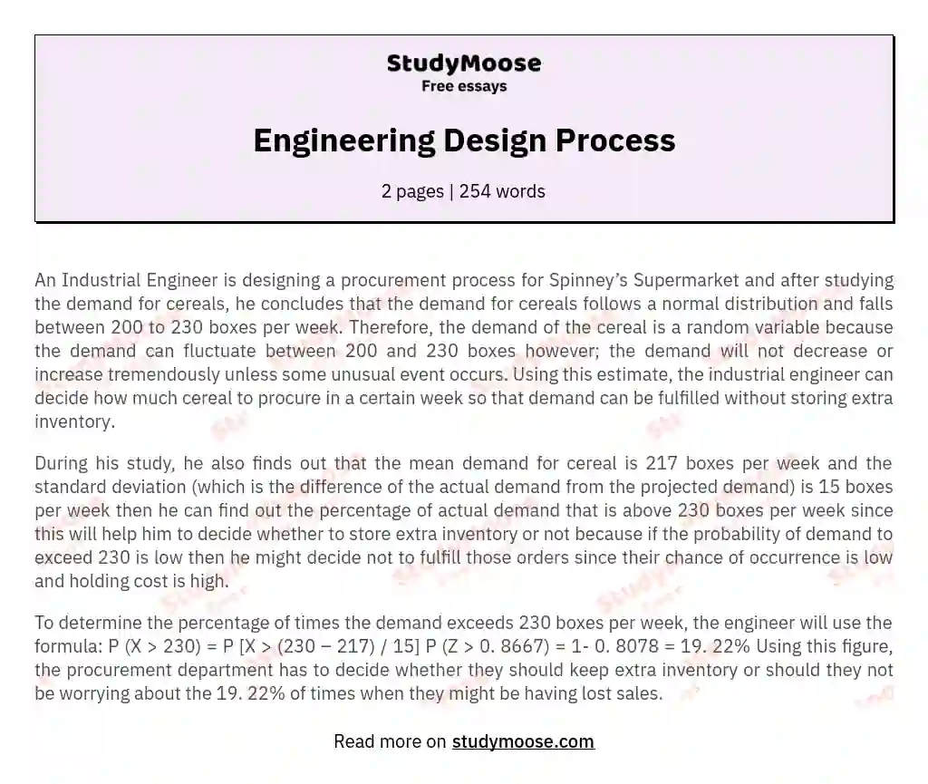 Engineering Design Process essay