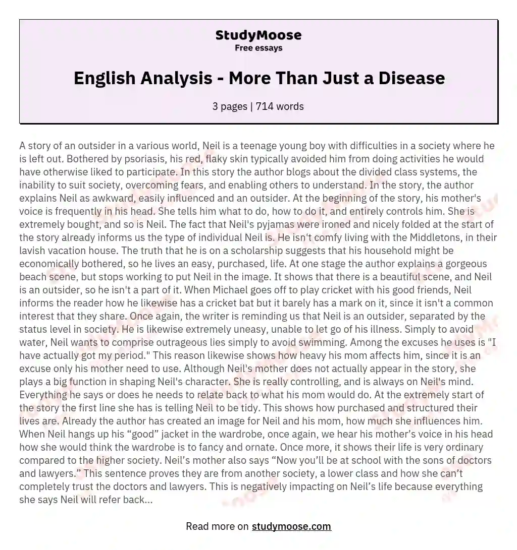 English Analysis - More Than Just a Disease
