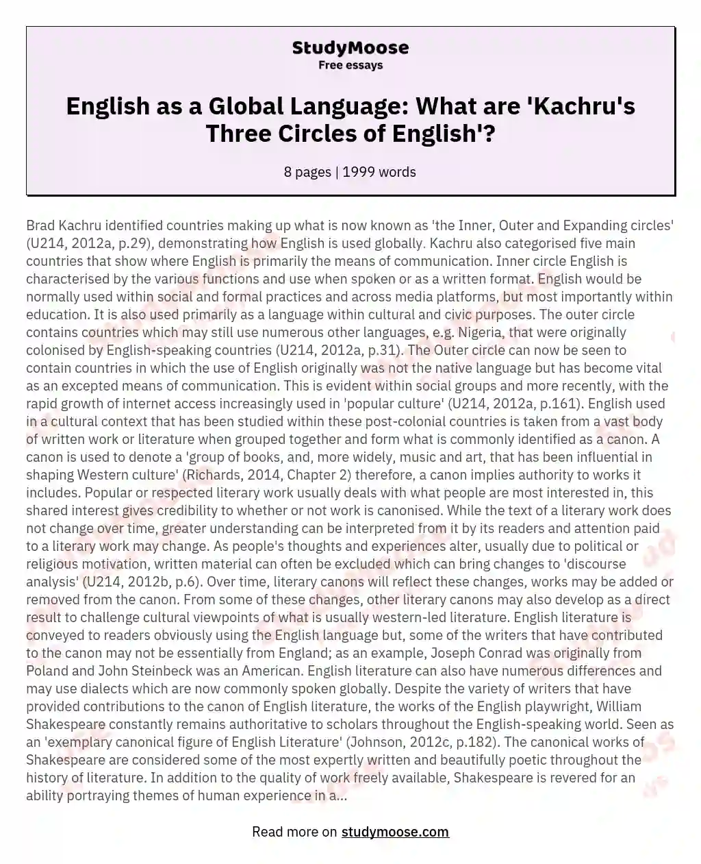 English as a Global Language: What are 'Kachru's Three Circles of English'?