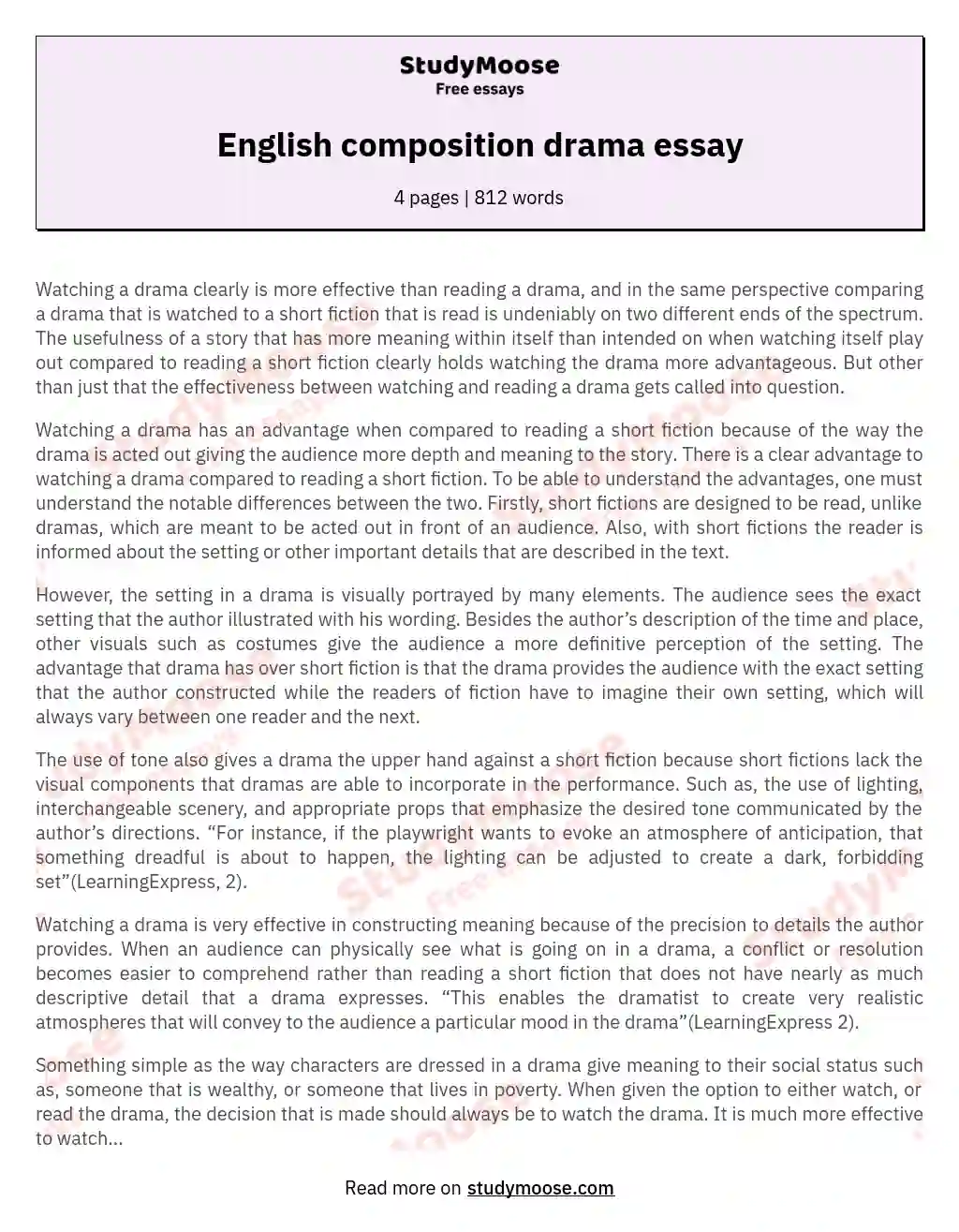 English composition drama essay essay