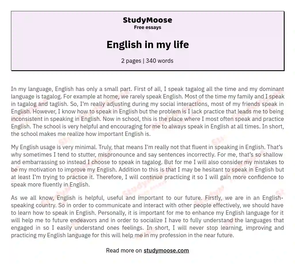 English in my life essay