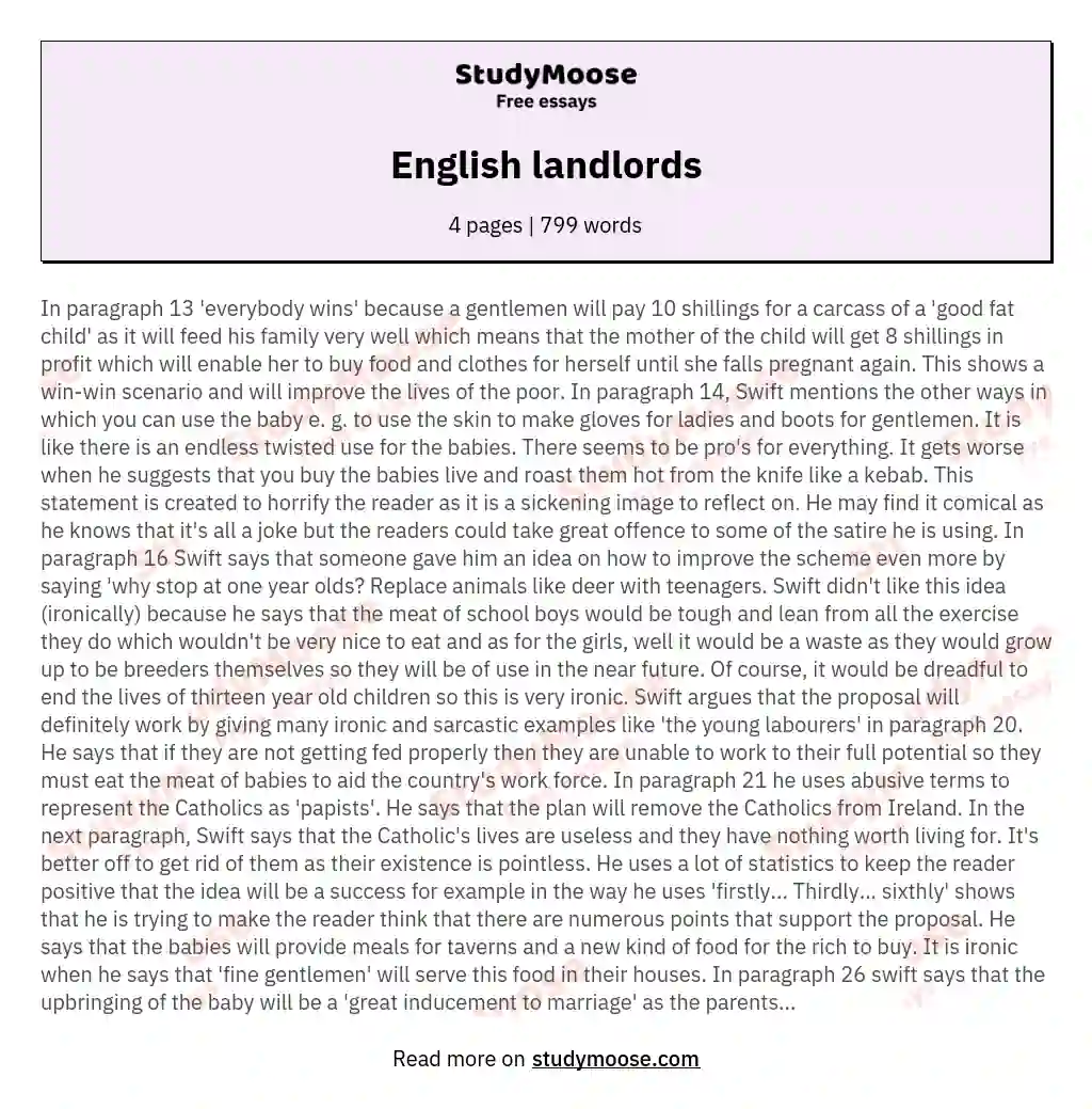 English landlords essay