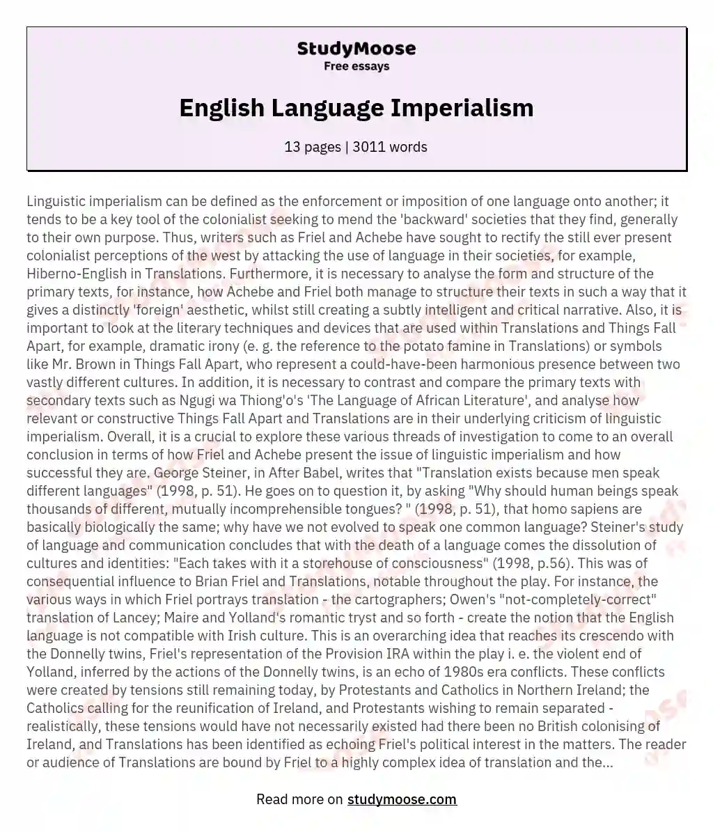 English Language Imperialism essay