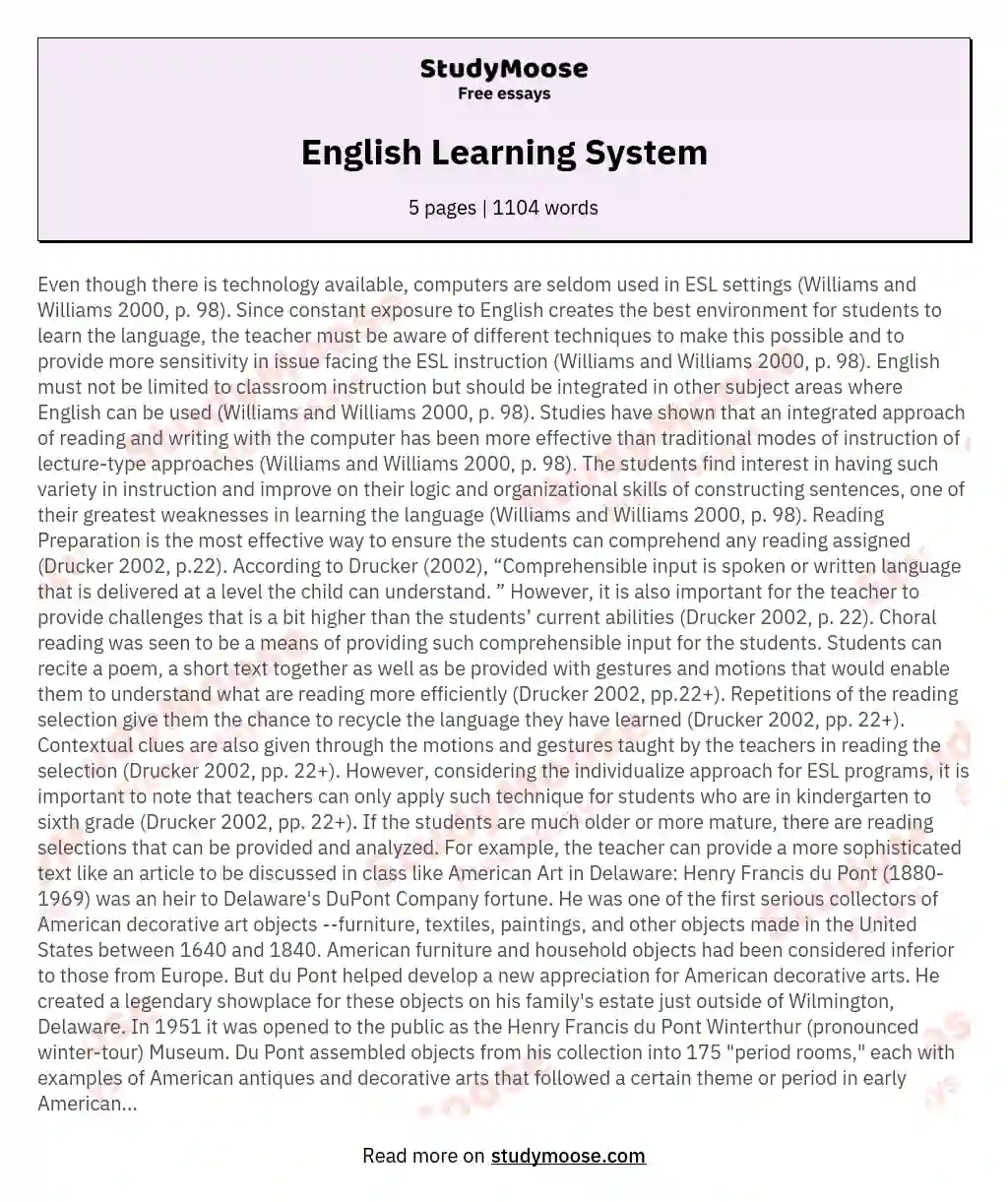 English Learning System essay
