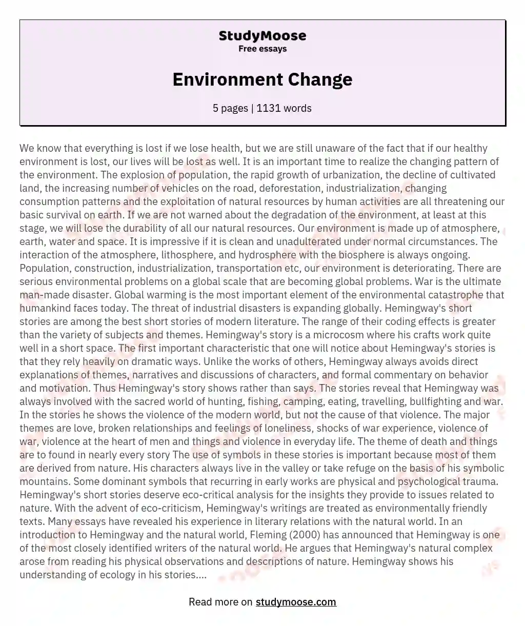 essay on environment and ecotechnology