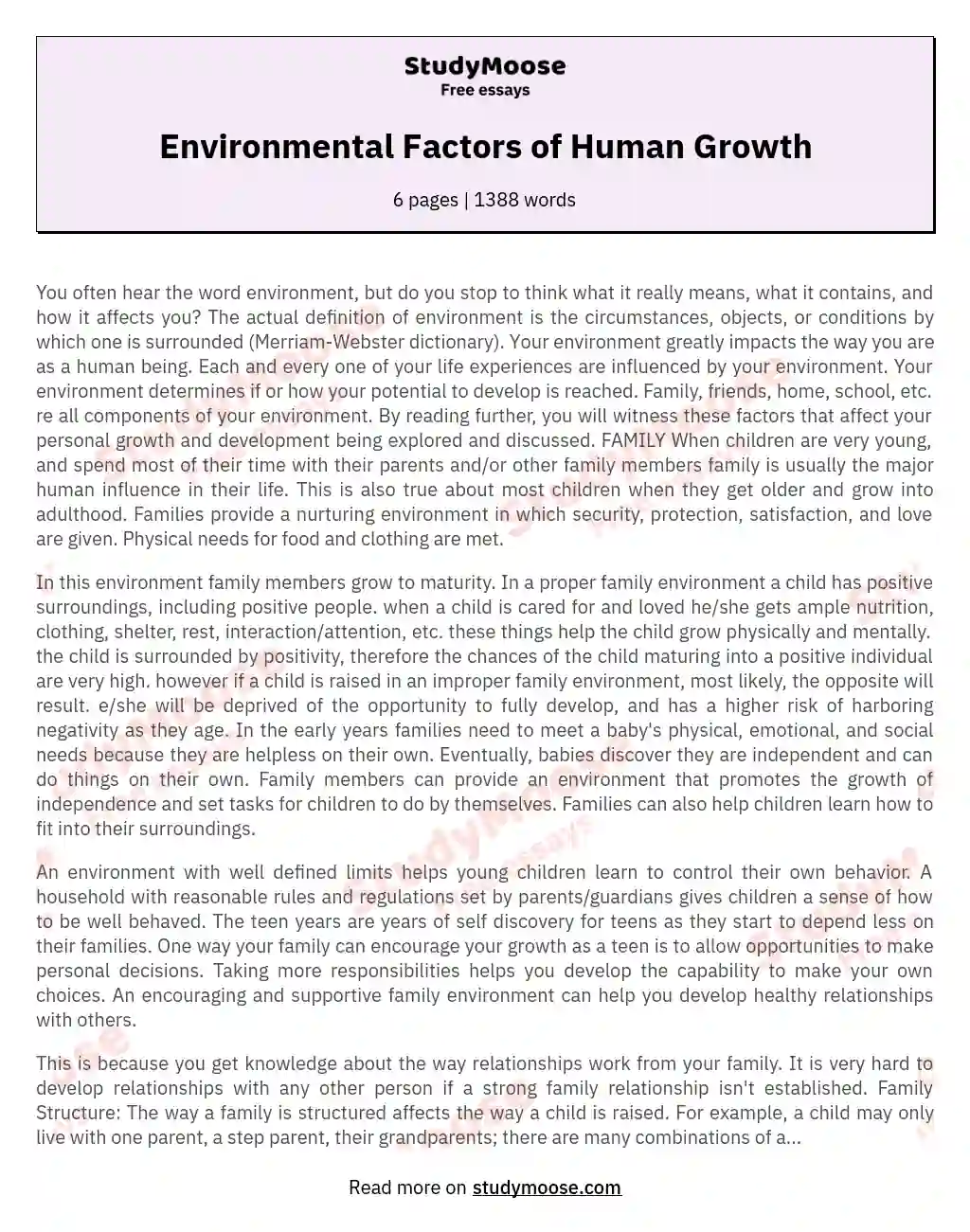 what is environmental factors essay