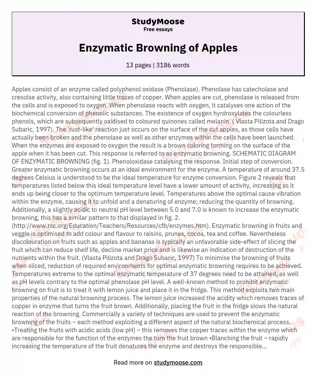 Enzymatic Browning of Apples
