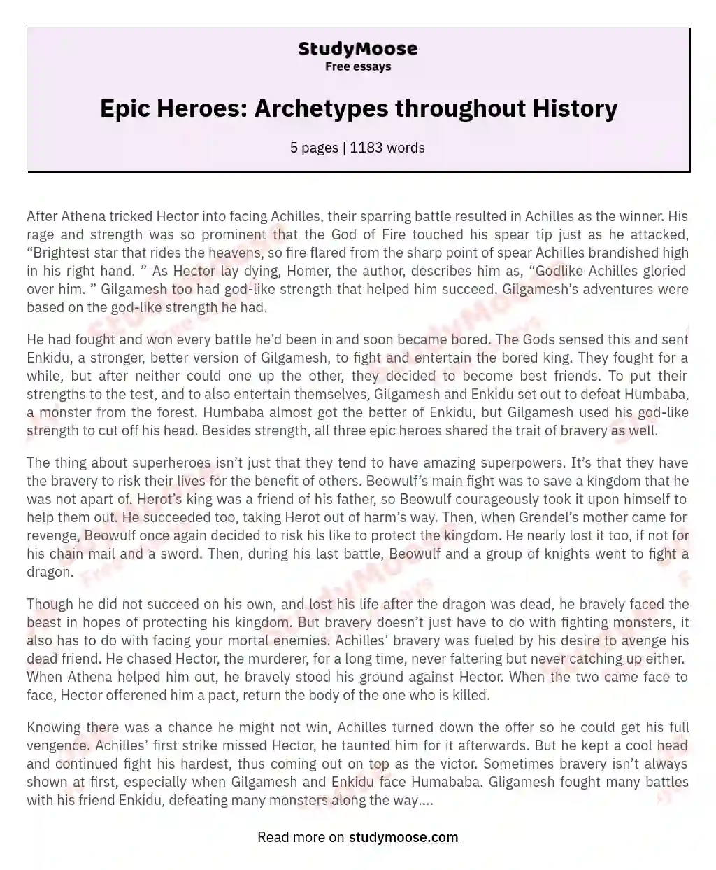 Epic Heroes: Archetypes throughout History essay
