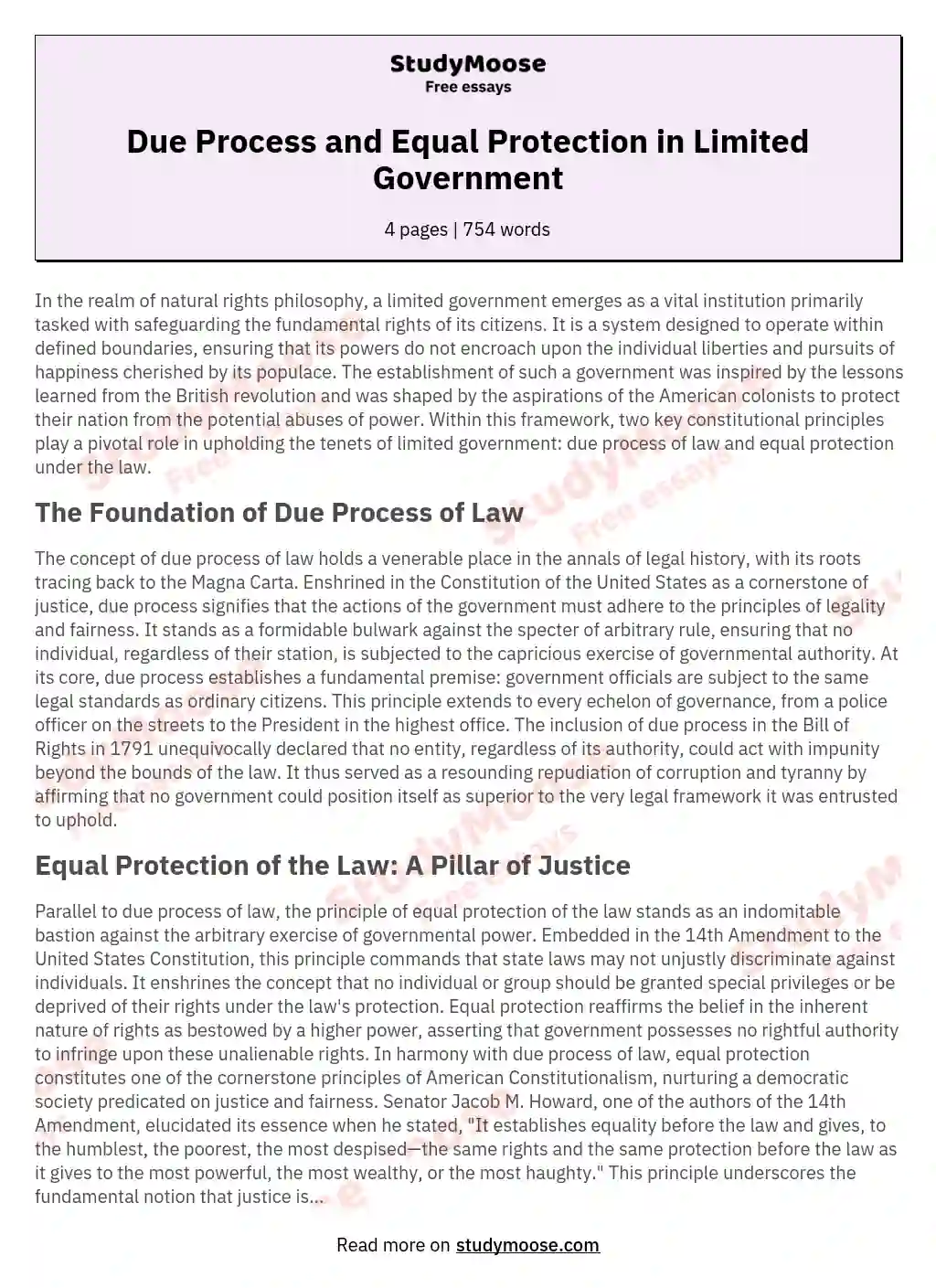 Equal protection and due process clauses