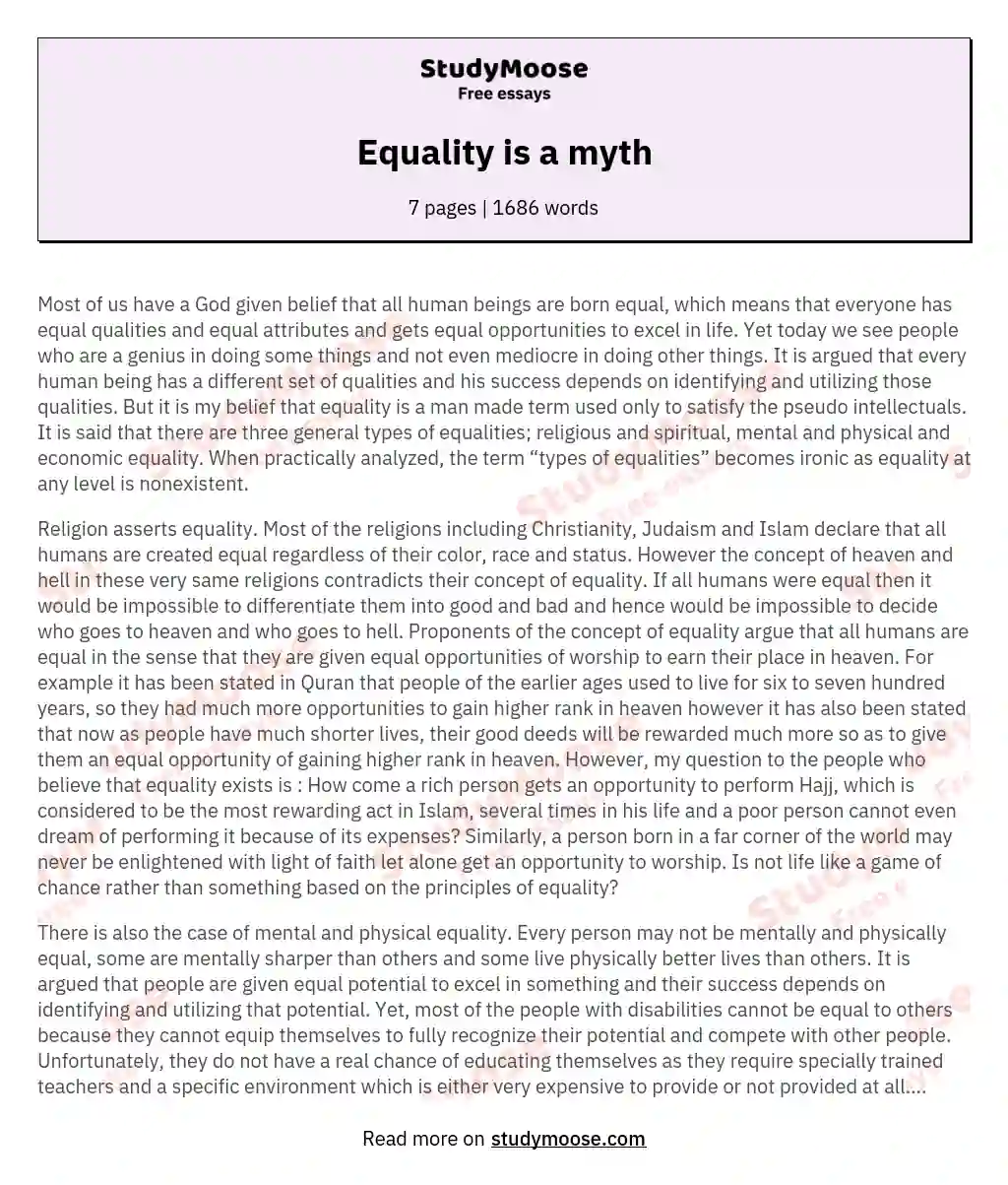 Equality is a myth essay