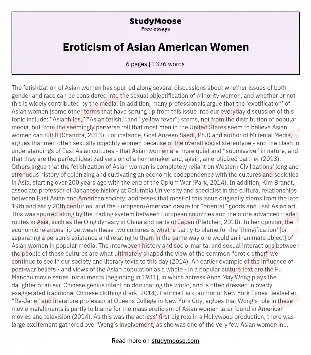 Eroticism of Asian American Women essay