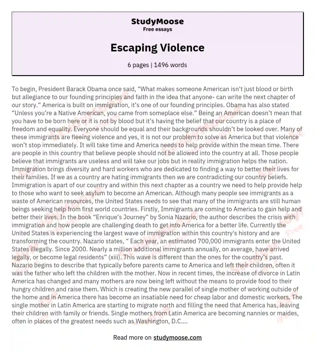 Escaping Violence essay