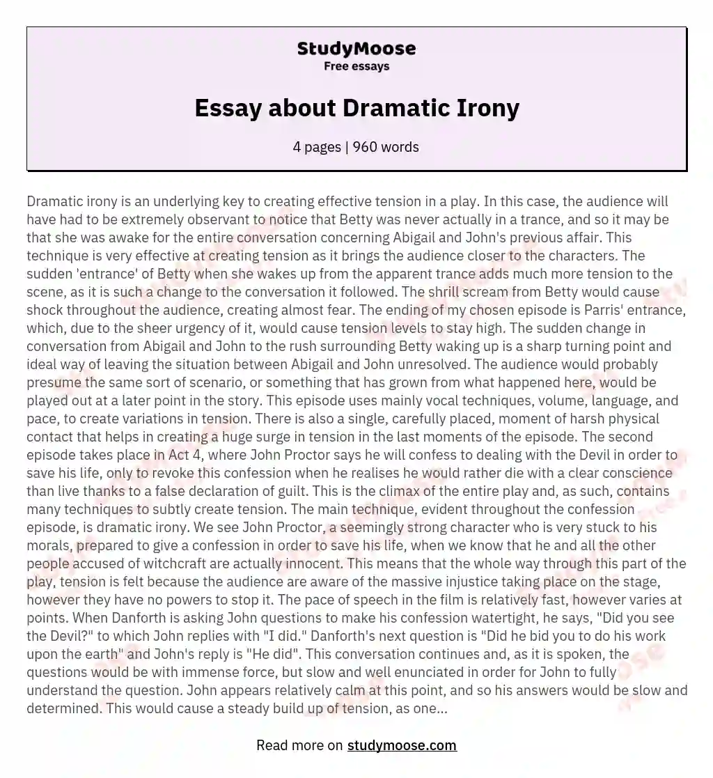 Essay about Dramatic Irony essay