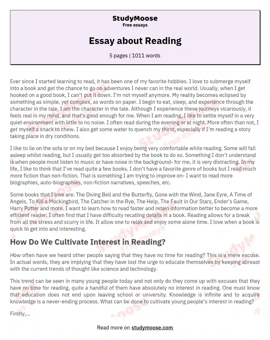 Essay about Reading