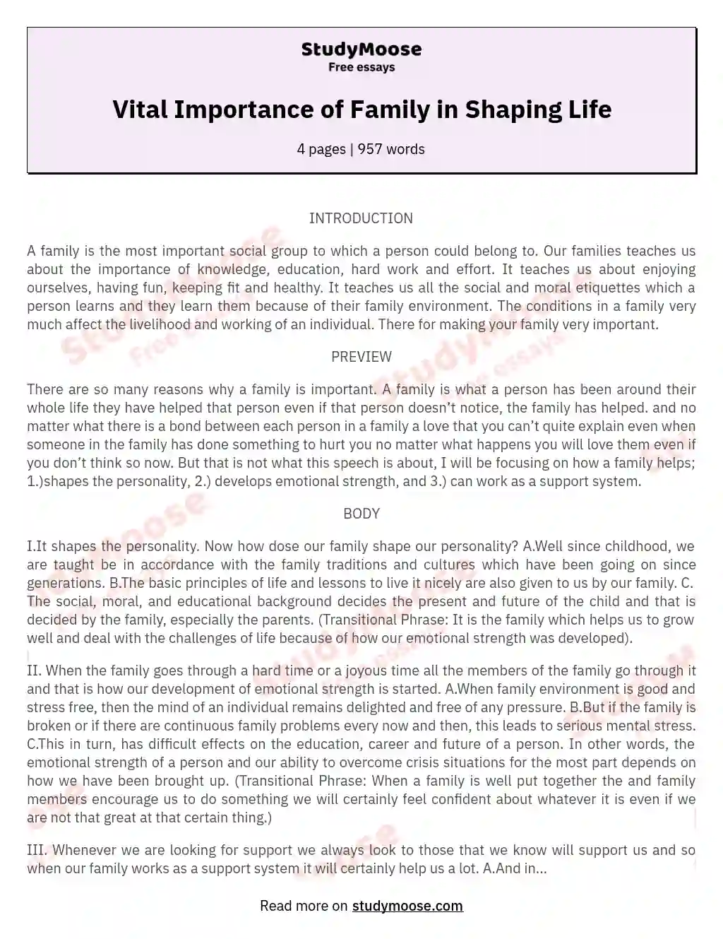 essay family introduction