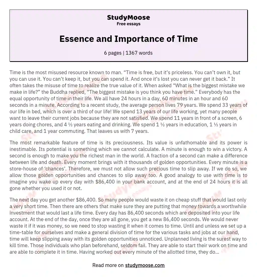 Essence and Importance of Time
