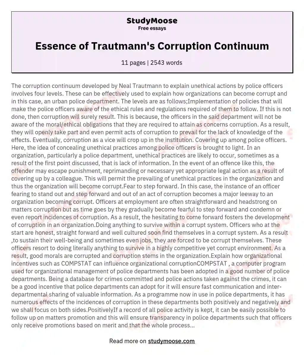 Essence of Trautmann's Corruption Continuum