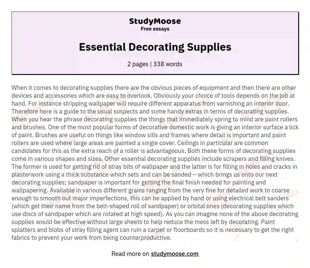 Essential Decorating Supplies essay