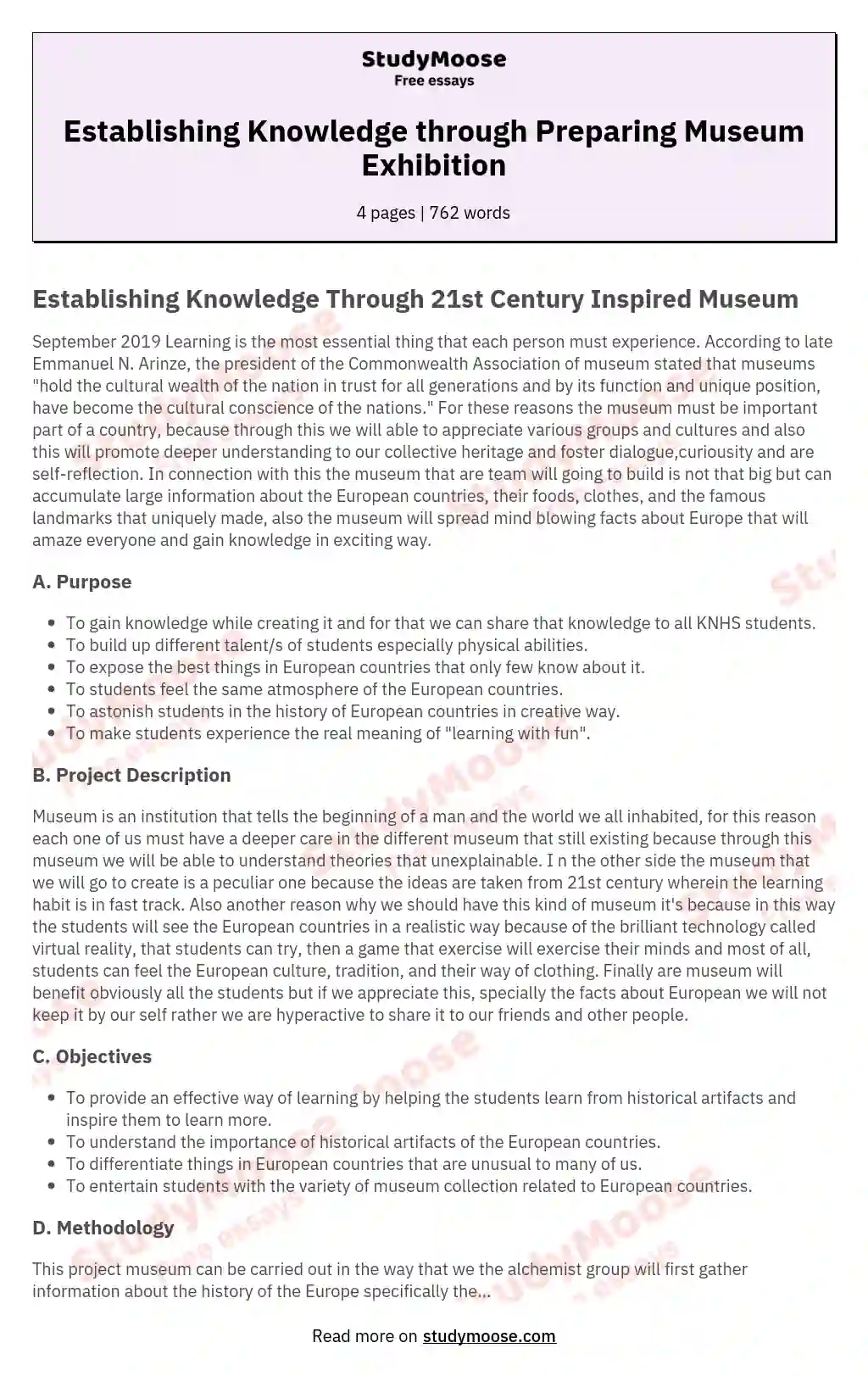 Establishing Knowledge through Preparing Museum Exhibition
