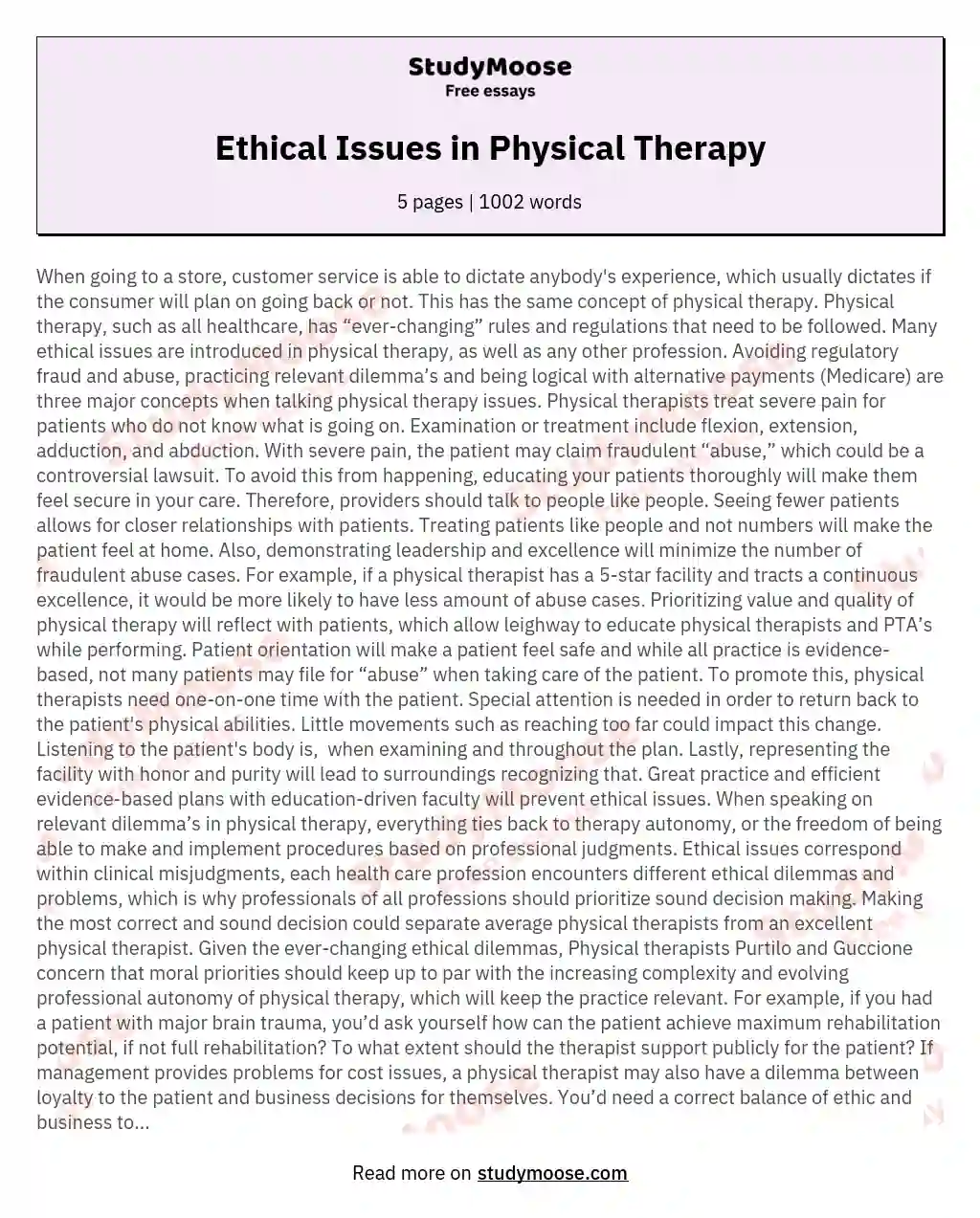 why become a physical therapist essay