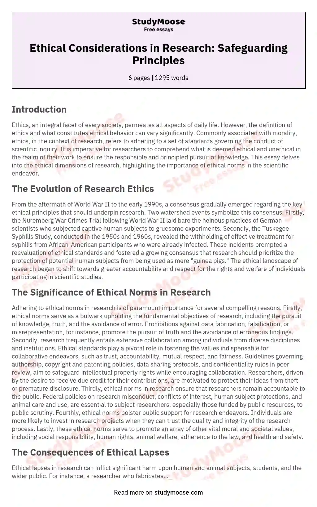 essay of ethical principles
