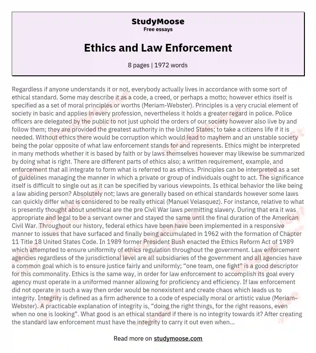 Ethics and Law Enforcement