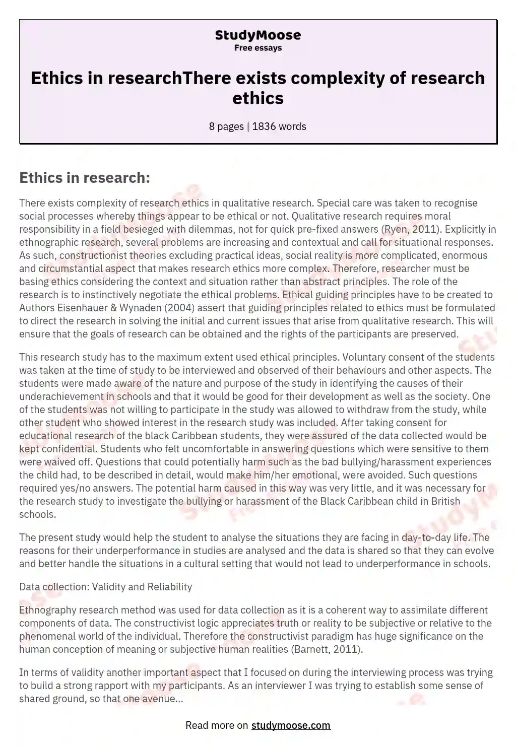 essay about research ethics