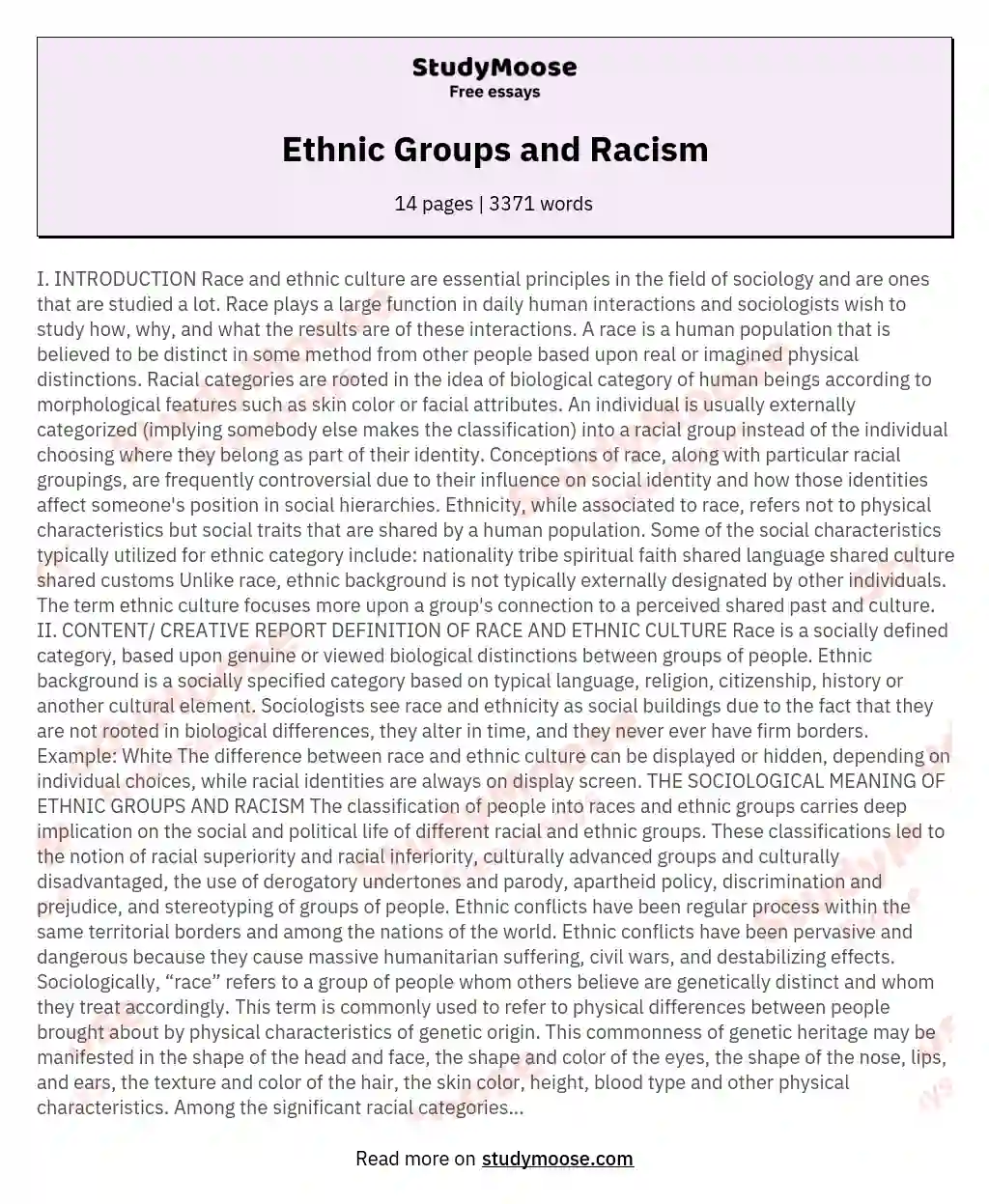 Ethnic Groups and Racism