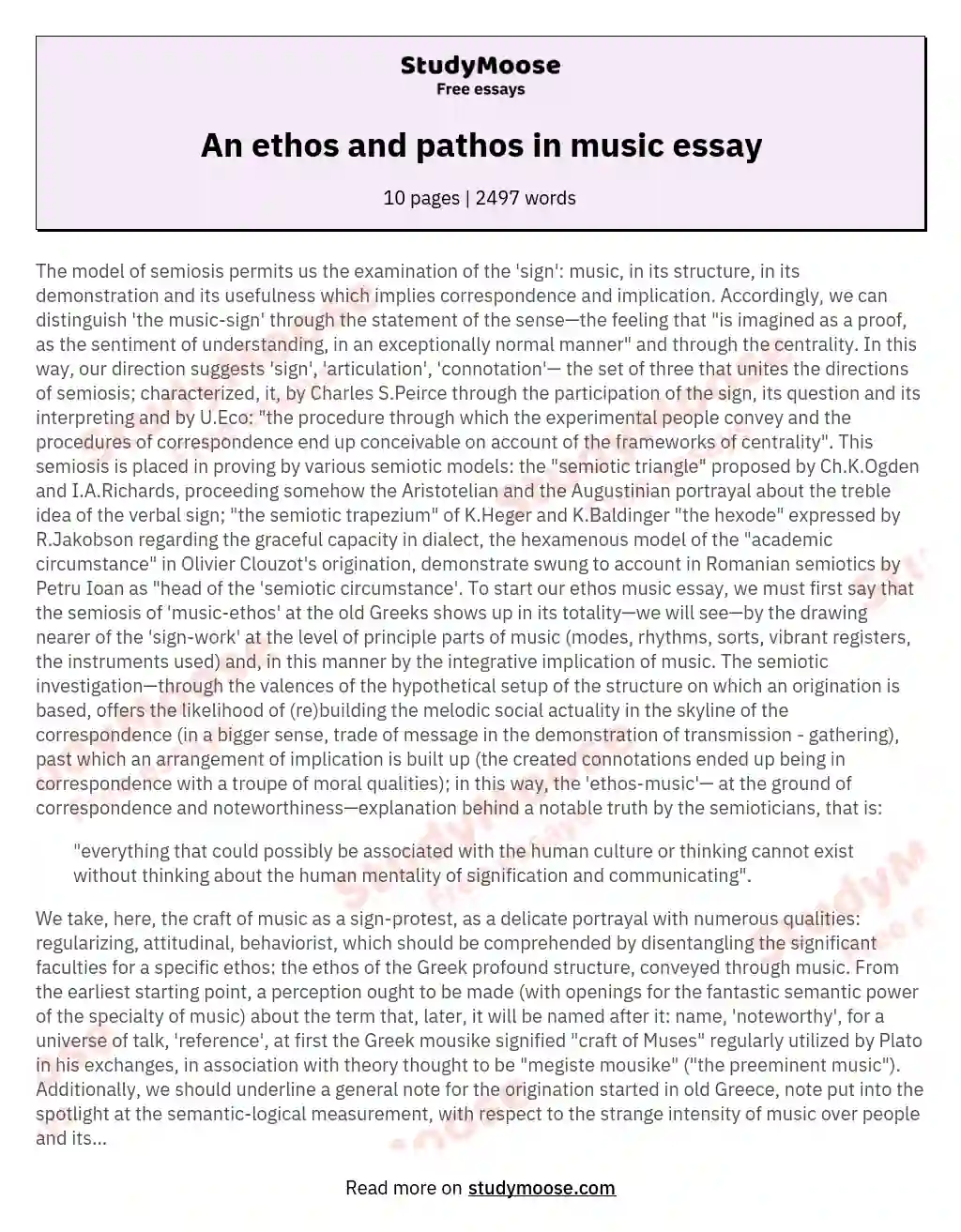 An ethos and pathos in music essay essay